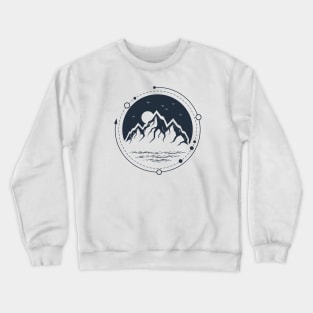 Mountains And Lake. Double Exposure. Geometric Style Crewneck Sweatshirt